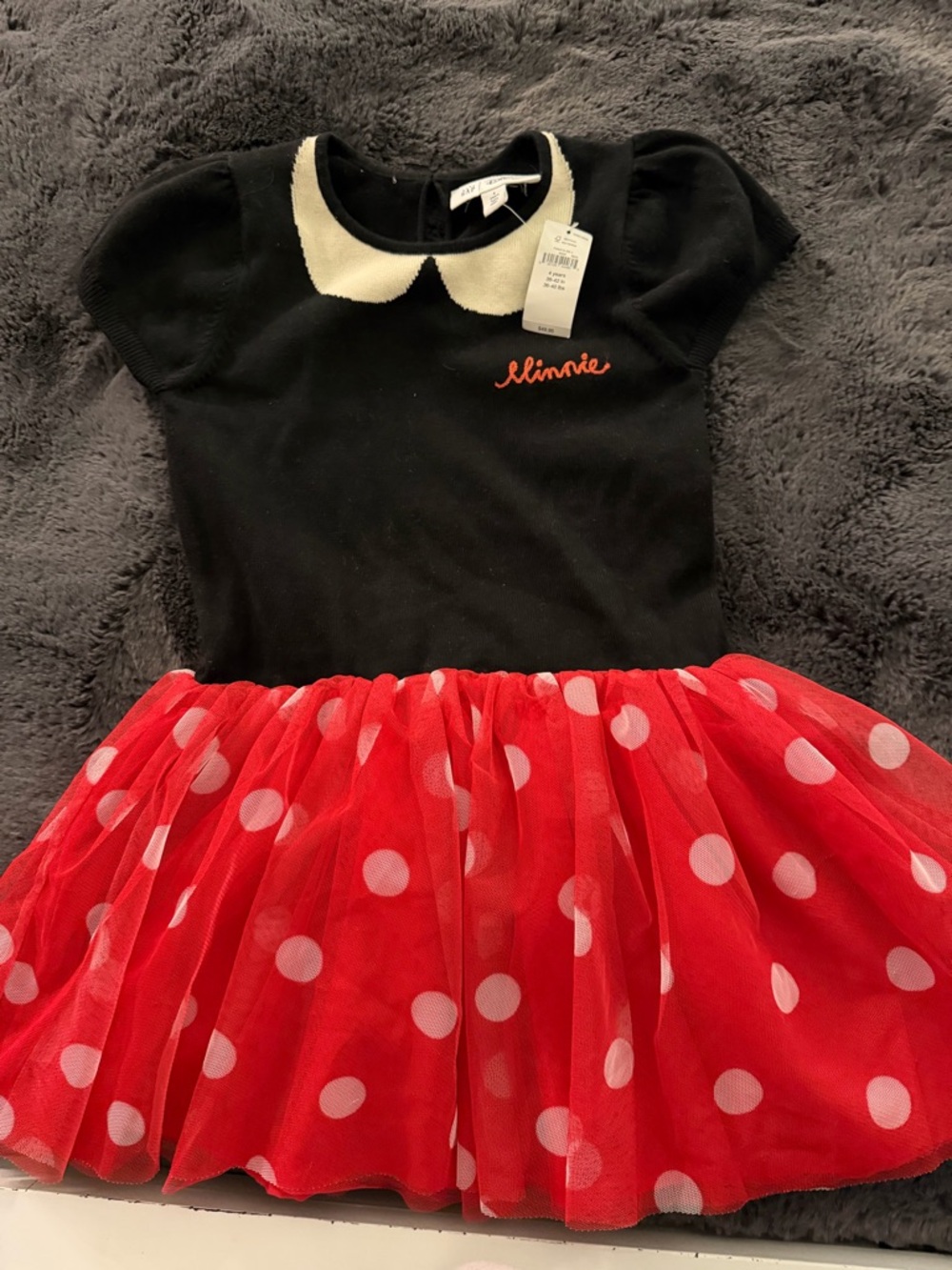 GAP Black Top with Red Polka Dot Tulle Skirt Girls Dress